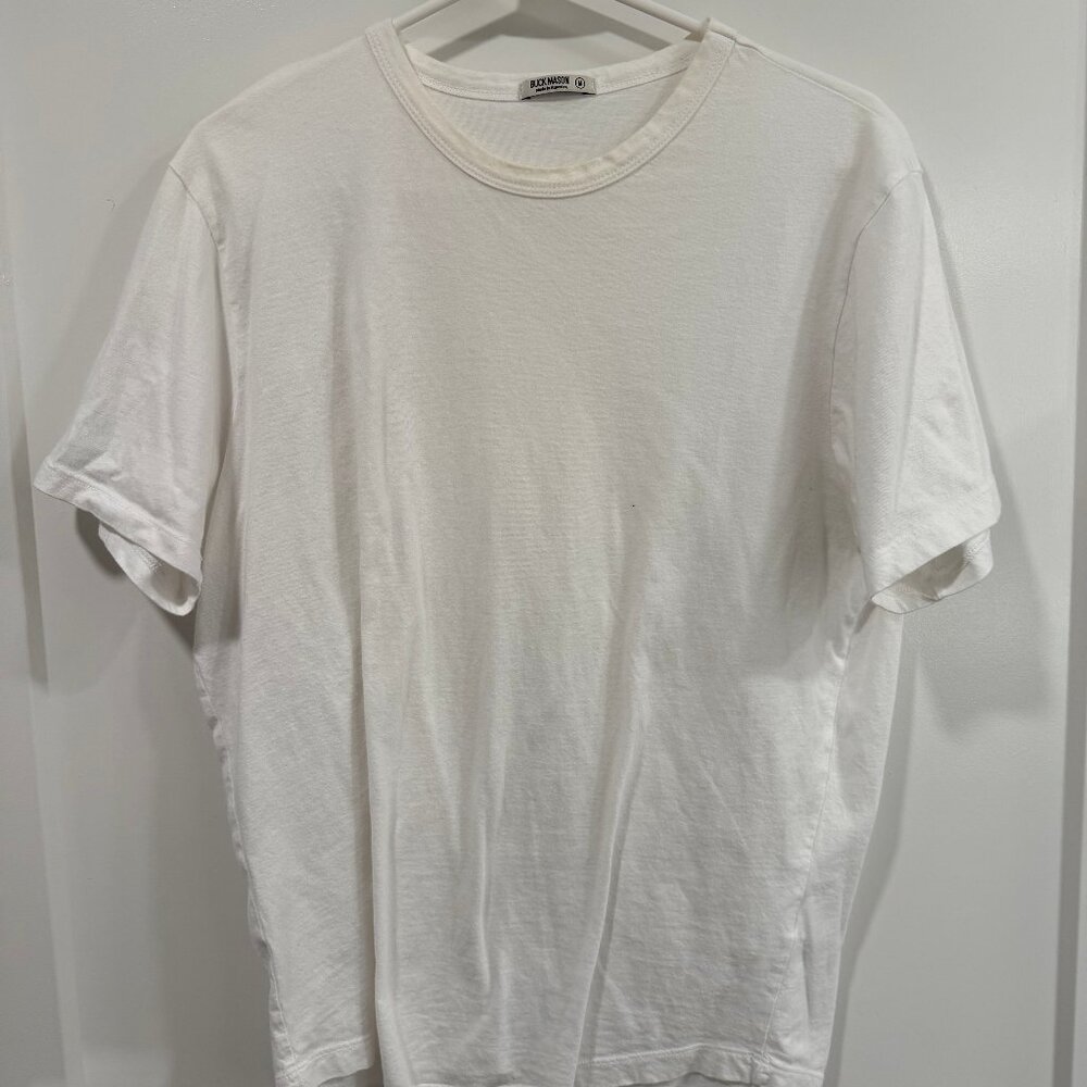 Buck Mason Slub Curved Hem Tee – White – Medium